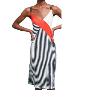 Margherita Missoni X Splendid Striped Dress Navy Blue White and Red